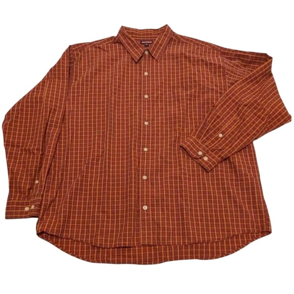 BKE Division Button Down Shirt Mens XXL Red Orange Plaid Excellent Long Sleeve